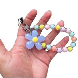 New Colorful Beaded Flower Wrist Phone Lanyard - Multiple Available